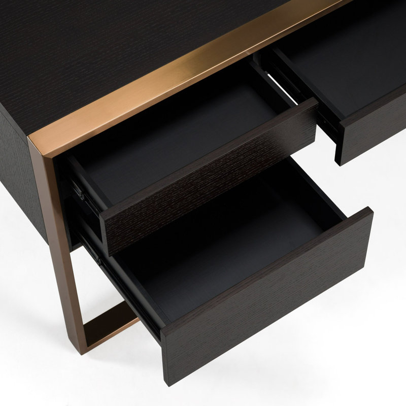 Bureau Faune wengé et or rose