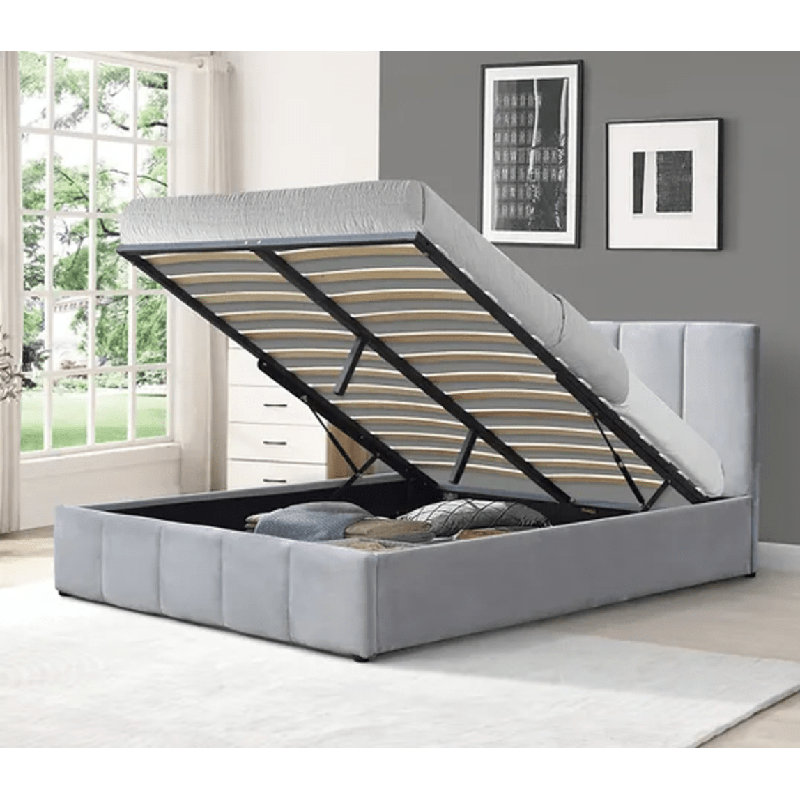 Lit avec rangement Yassiel, gris