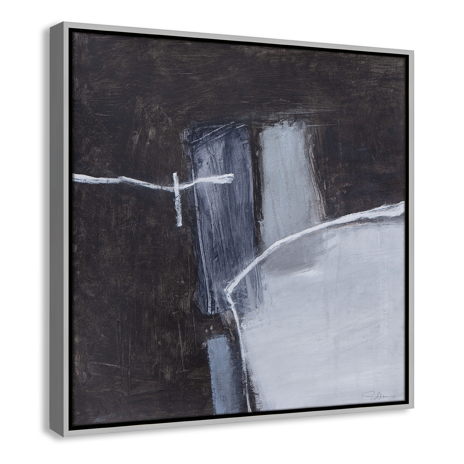Graphite Gemstones I Print by Casa Fine Arts, Silver, 25.5" H x 25.5" W