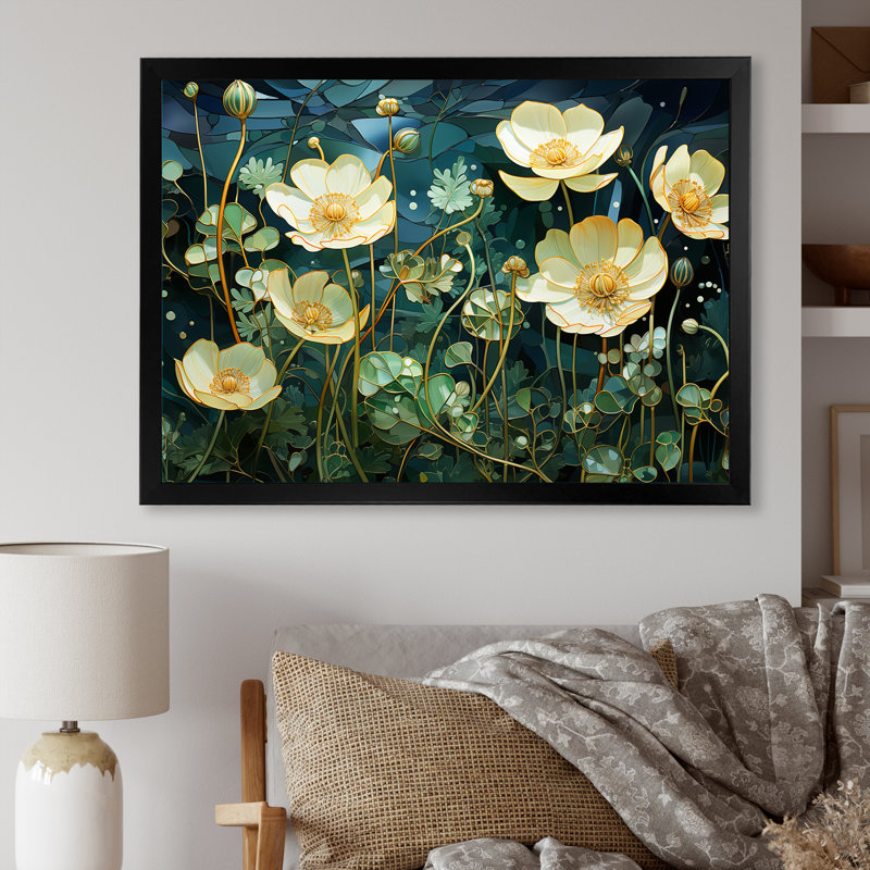 Décoration murale méticuleusement détaillée Buttercups I - Bouton d'or, Cadre simple noir, H 24 po x l 32 po x P 1 po