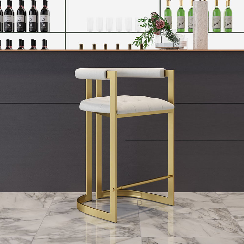 Upholstered Leath-Aire Counter Height Barstools with Low Back and Thickened Stainless Steel Legs, Modern Bar Chairs for Kitchen Island, Bar, Counter
