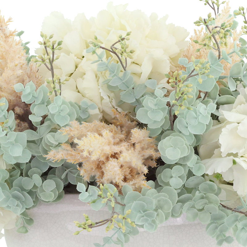 Spring Centerpiece with Hydrangeas, Eucalyptus and Pampas