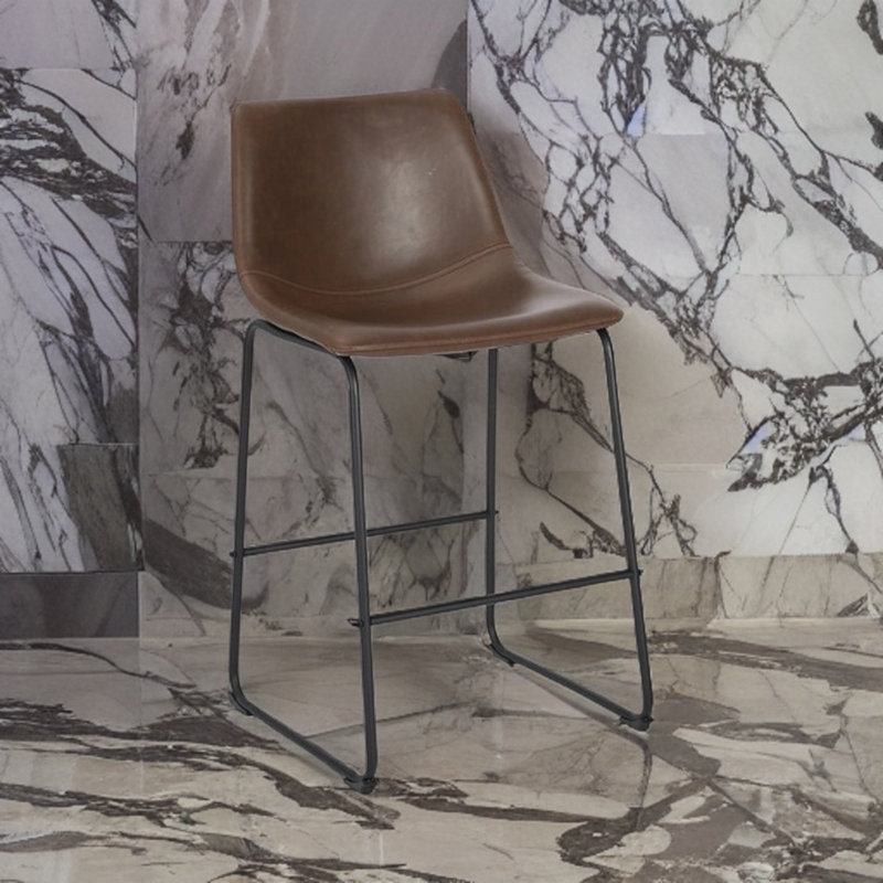 Landon Gold Stool Black 26", Black, Brown