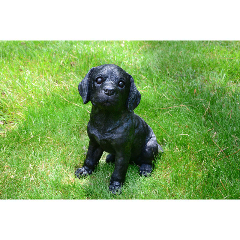 Statue chiot labrador Orbison, Noir sombre