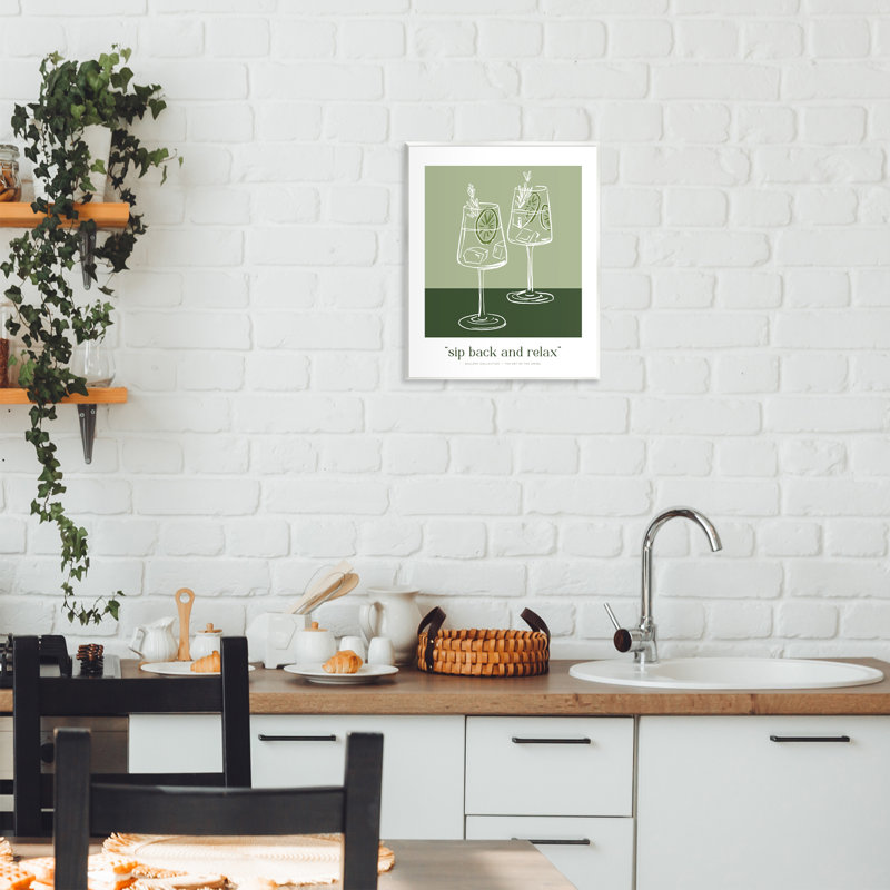 Plaque murale verte «Asseyez-vous et détendez-vous», design par lettré et doublé