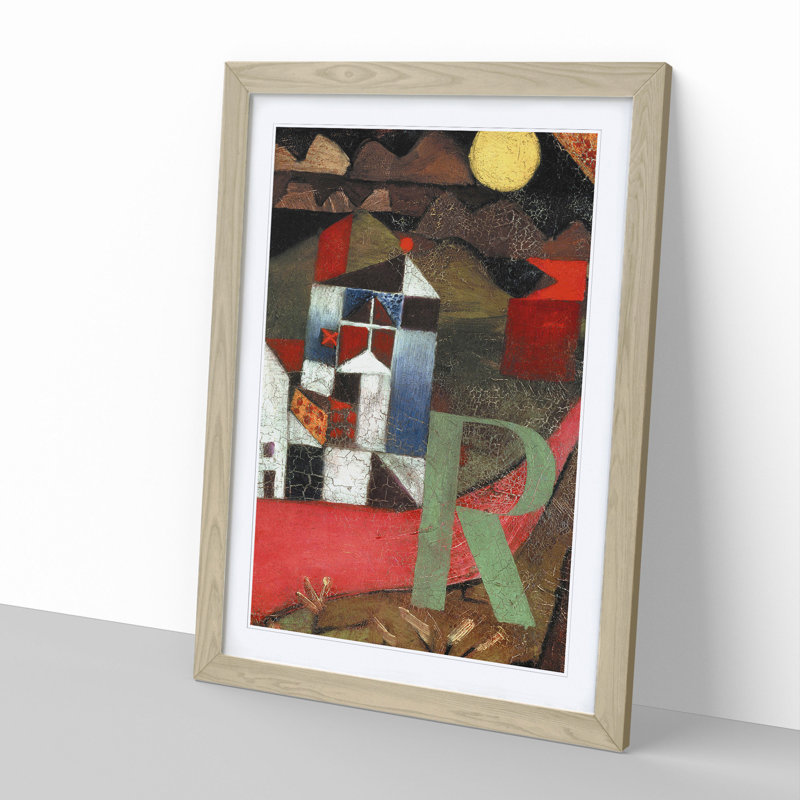 The Letter R by Paul Klee - Picture Frame Painting, 36cm H x 27cm W x 2cm D, Oak