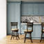 Counter Height Slat Back Stool With Swivel, Weathered Gray Finish, French Leather Sitting Swivel Design, Area