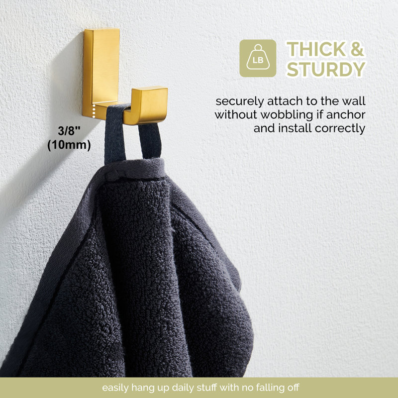 Stainless Steel Bathroom Wall Mounting Robe Hook, Brushed Gold