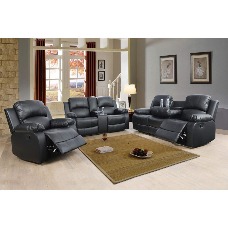Ensemble de canapé de salon inclinable en cuir végétalien 3 pièces GS28xx