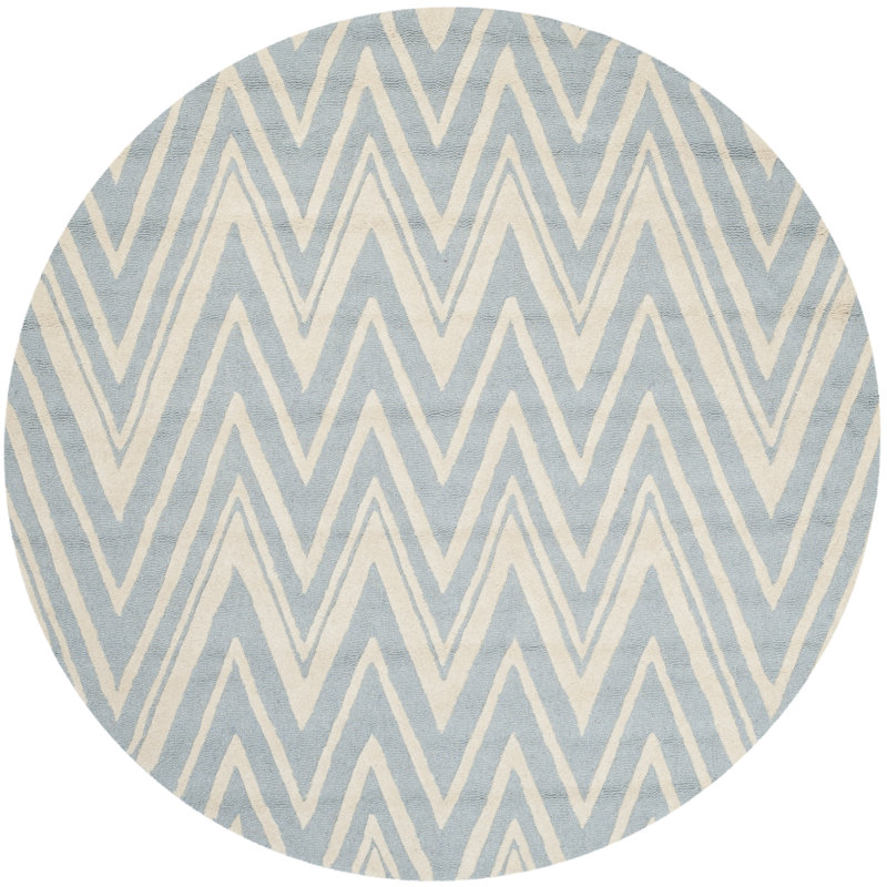 Sanyla Hand Tufted Wool Chevron Rug, Round 6'