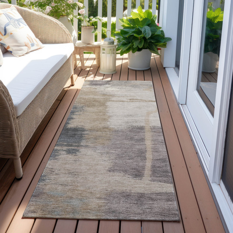 Abstract Indoor / Outdoor Rug, Runner 2'3" x 7'6"