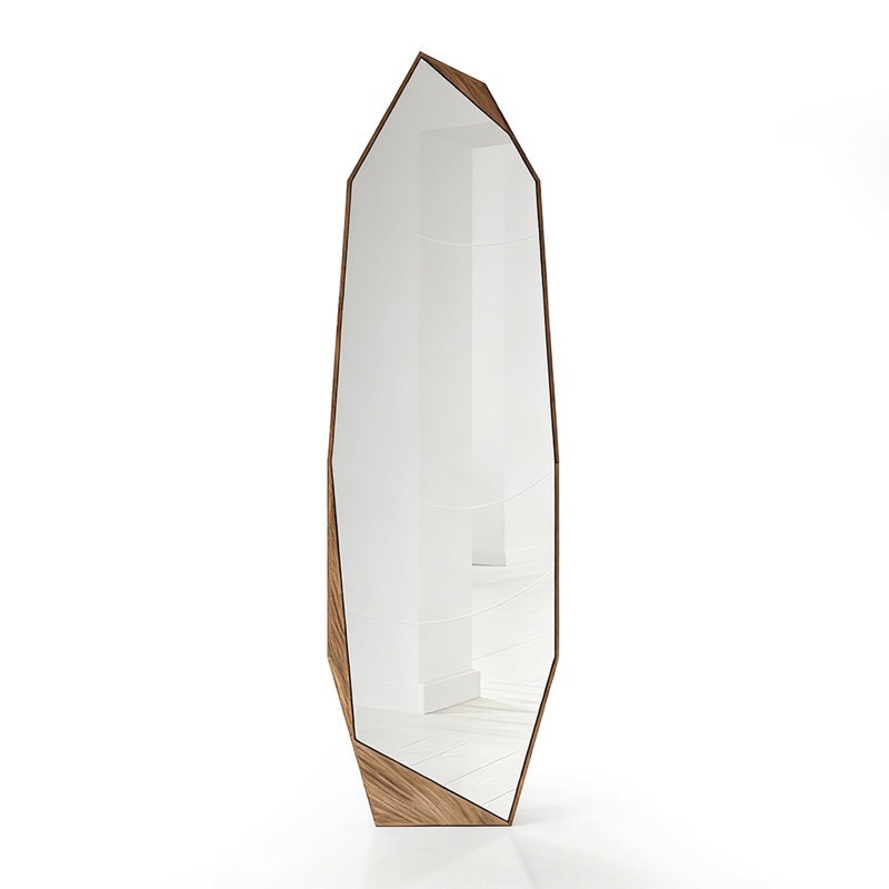 American-Style Vintage Pine Frame Irregular-Shaped Full-Length Mirror, 62.99” x 20.47”