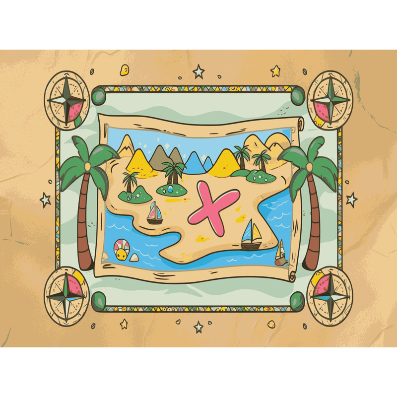 Tapis lavable pour enfant East Urban Home Pirates_Pir016, Rectangulaire 8 pi x 12 pi