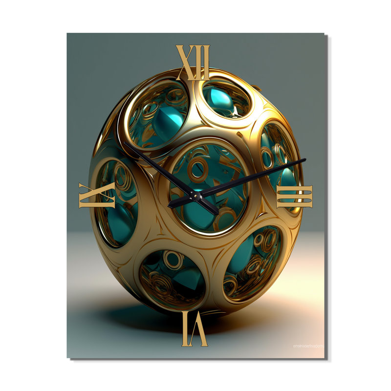 Horloge murale abstraite face à la sphère dorée 3D Confining Infinity 3D, Grand
