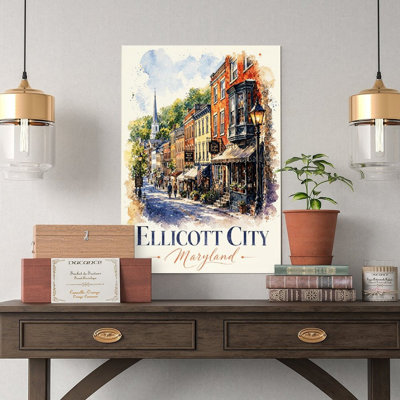 Canvas Wall Art Ellicott City MD Historic Main Street Art Print Vintage Poster Print Home Decor
