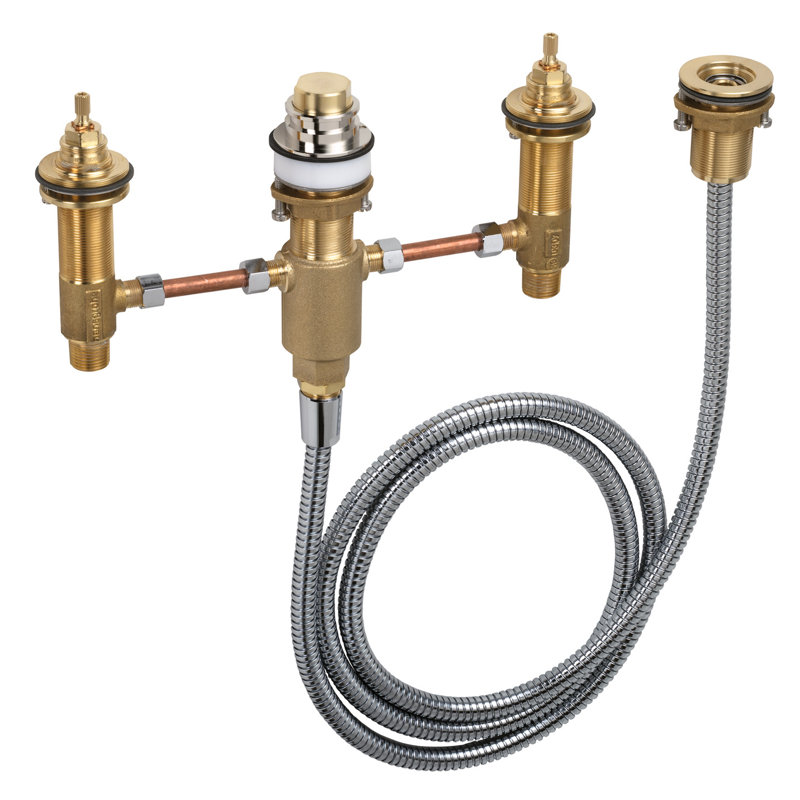 Garniture de baignoire romaine à 4 trous avec douche à main 1,75 GPM hansgrohe Finoris, Nickel brossé