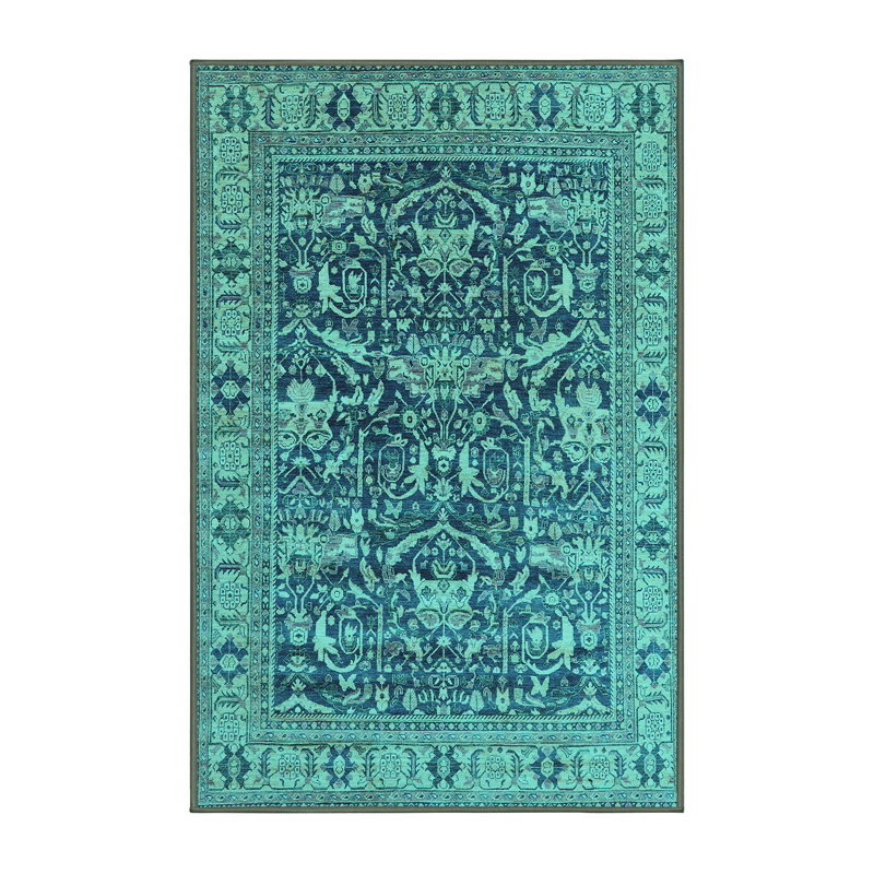 Tapis bleu / bleu sarcelle, Rectangle 2 pi x 3 pi