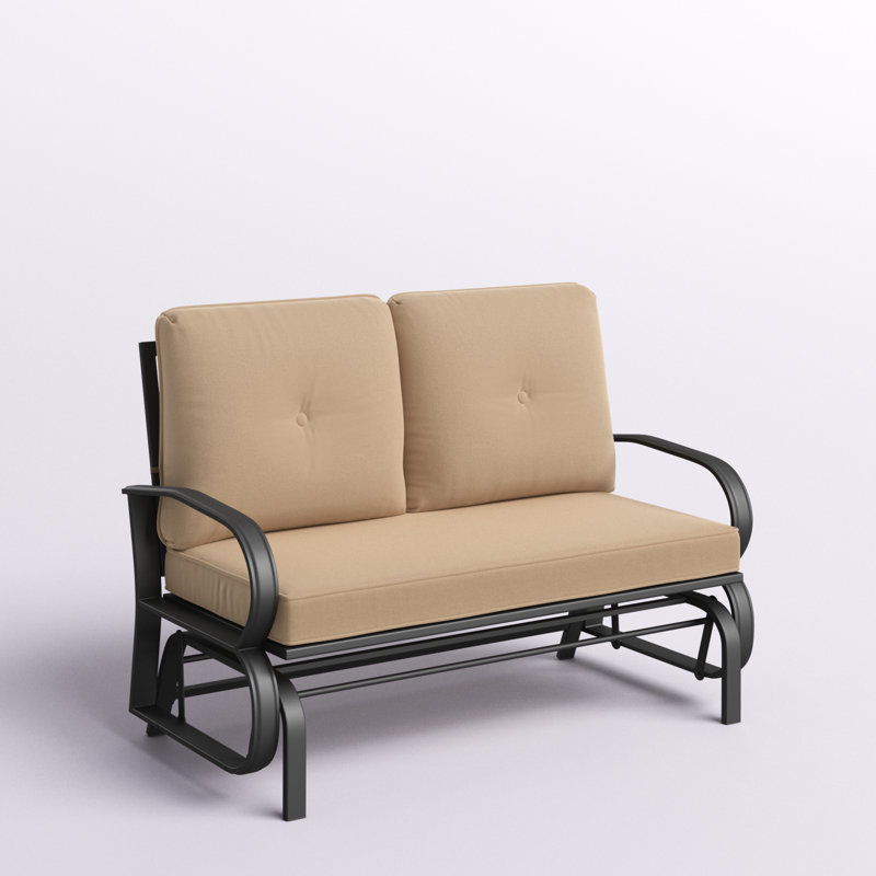 Banc d'extérieur en métal avec coussins Aleyha, Beige
