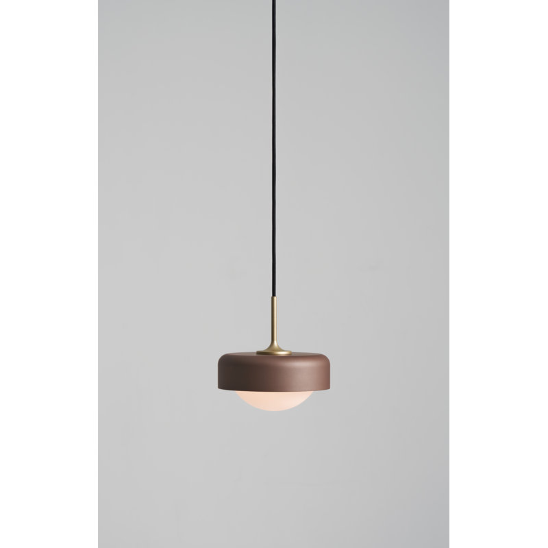 Luminaire suspendu tambour 1 lumière DEL Pensee, Perle cacao
