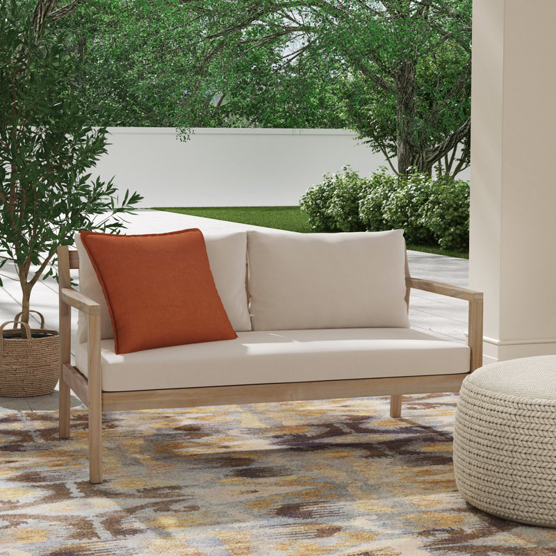 Causeuse d'extérieur avec coussins 58 po Amina, Oléfine beige performance