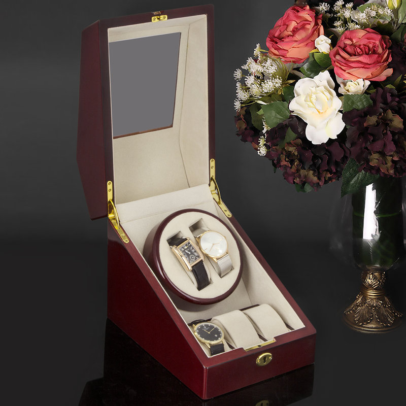 Boîte à montre en bois automatique double