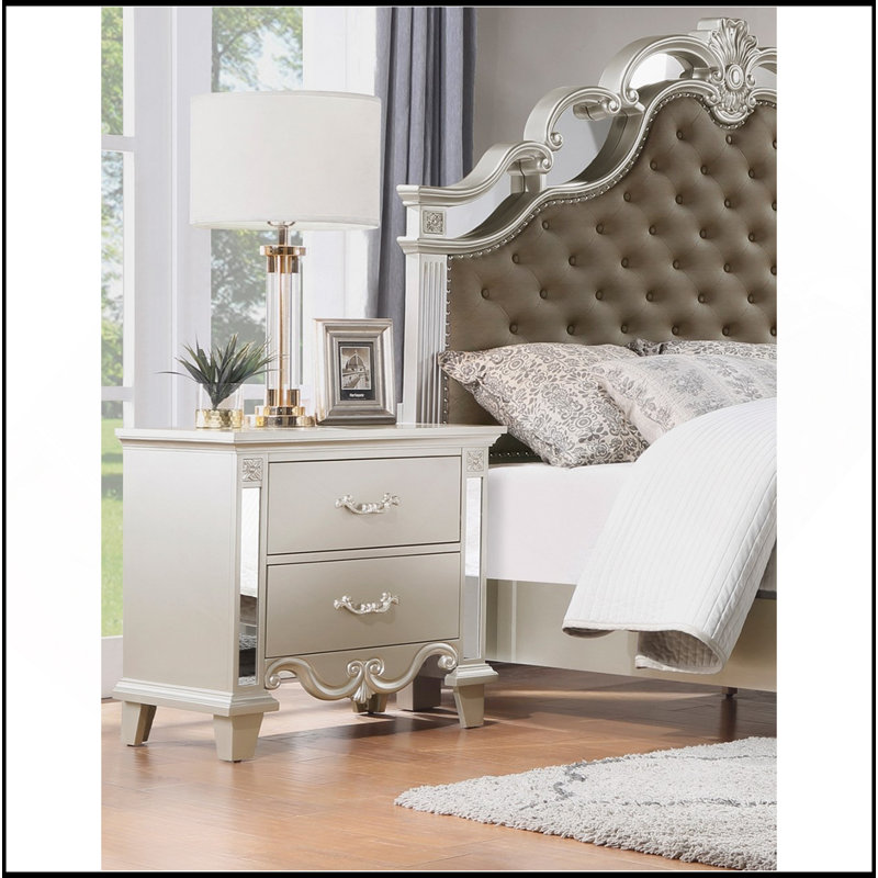 Armoire de chevet 1Pc Glamour Champagne Finish