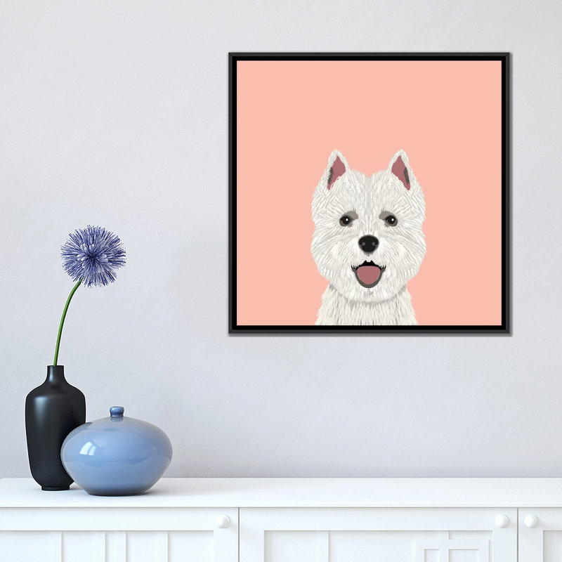 Highland Terrier, impression sur toile tendue, H 18 po x l 18 po x P 1,5 po, Toile avec cadre noir, Pas de tapis