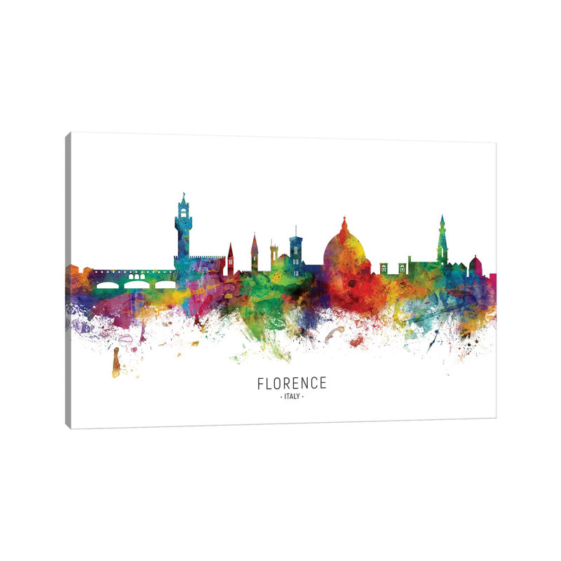 Florence Florence Skyline par Michael Tompsett - peinture sur toile tendue, H 40 po x l 60 po x 1,5 po