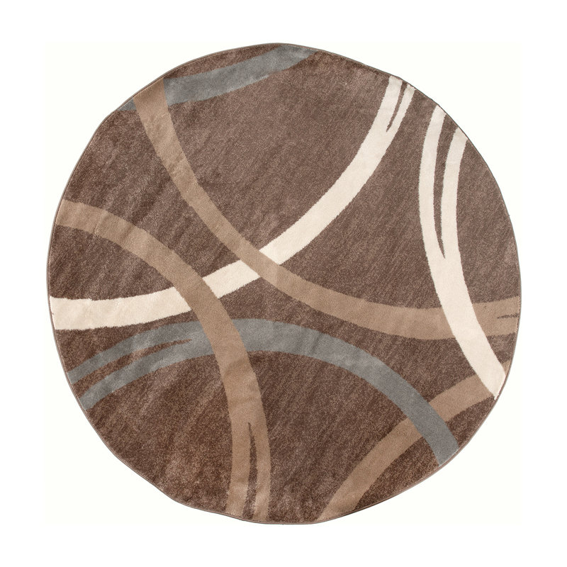 Tapis à motif géométrique Arnaldur, Rond 8 pi, Brun