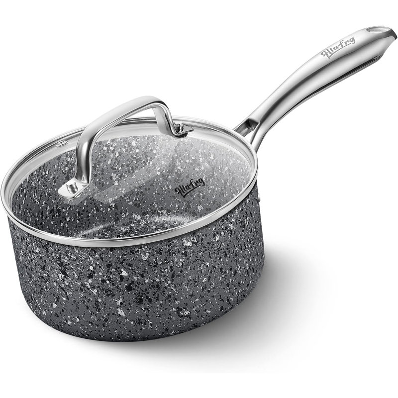 Casserole en granite antiadhésive en aluminium, Gris, 1 pinte