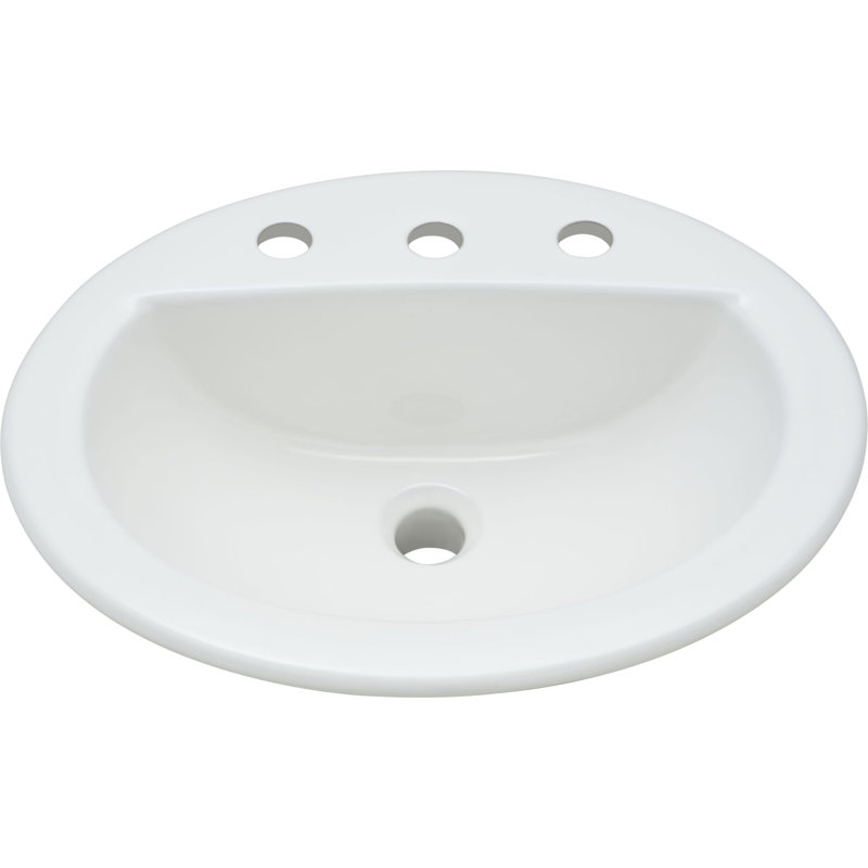 Proflo 16.5'' White Vitreous China Oval Bathroom Sink with Overflow