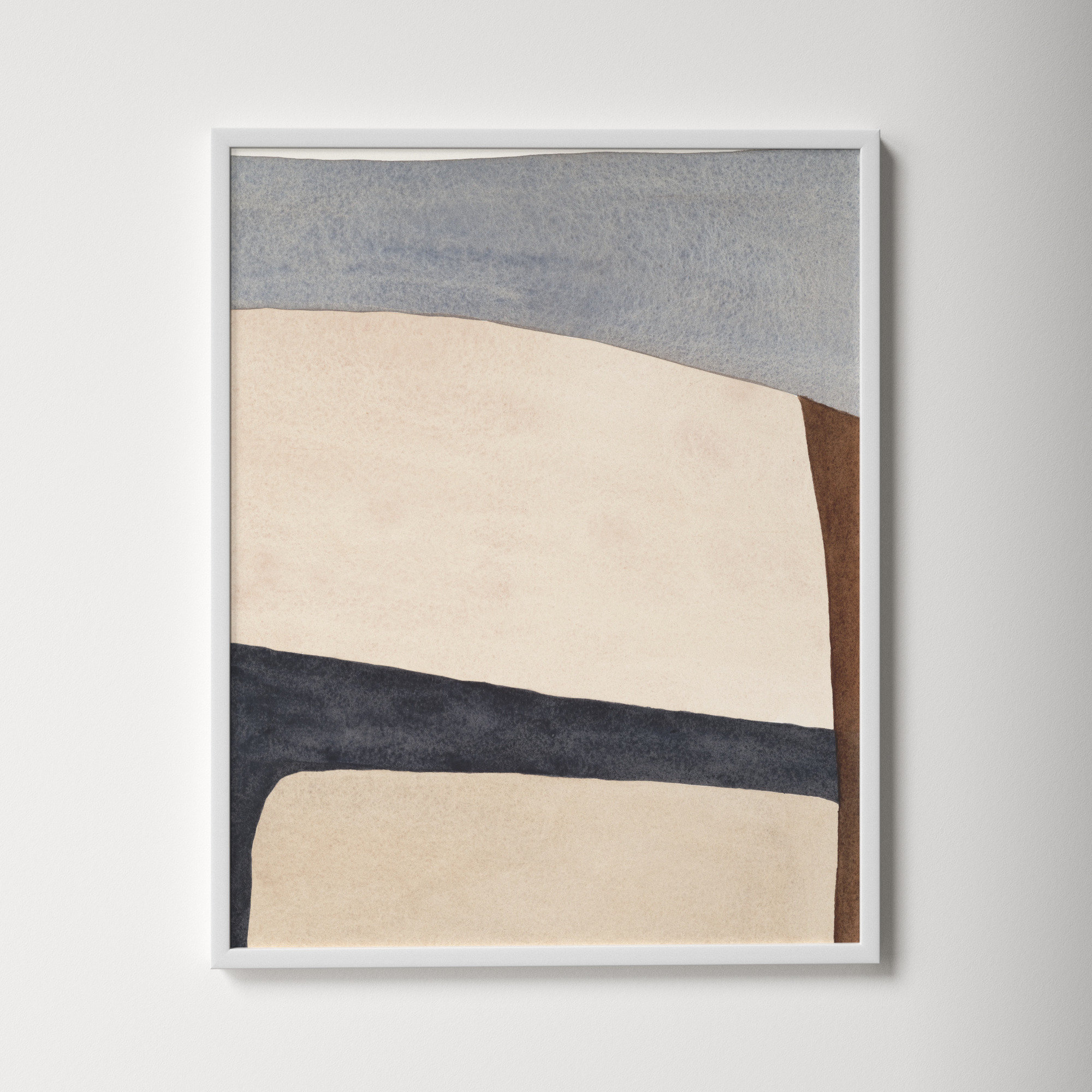Divided By Blue 1 by Julia Balfour, 20" H x 16" W x 1.25" D, White, White Framed