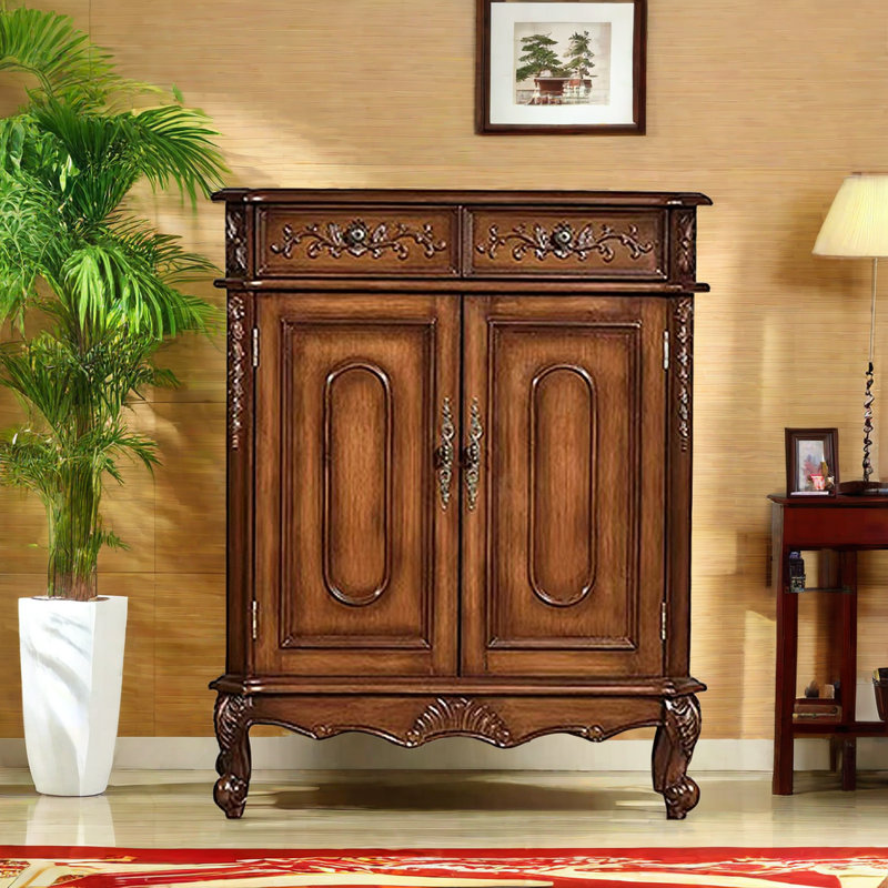 16 Pair Shoe Storage Cabinet, Dark Brown