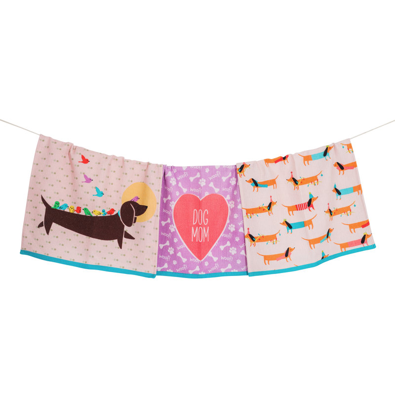 Ensemble de serviettes de cuisine en coton Whimsical Dachshund Trio