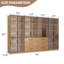 Vitrine en bois de 126 po de largeur avec portes en verre, bibliothèque à 6 portes avec tiroirs, structure en métal et tablettes ouvertes