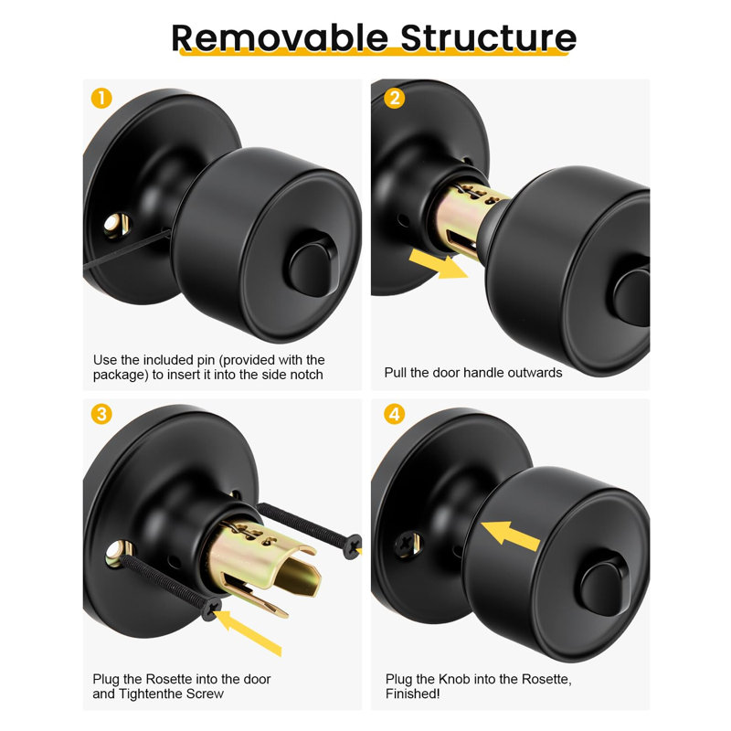 Matte Black Door Knobs with Lock and Key, Keyed Entry Door Knob for Exterior&Interior Use, Secure Door Lock for Front Door, Easy Install(6 Pack)