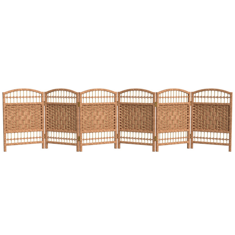 Short Fiber Weave Folding Screen, 6, Natural, 35.5"H