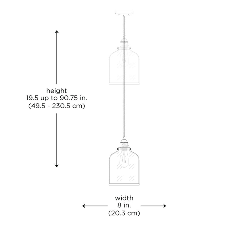 Edremit 1 - Light Single Pendant, 8", Black