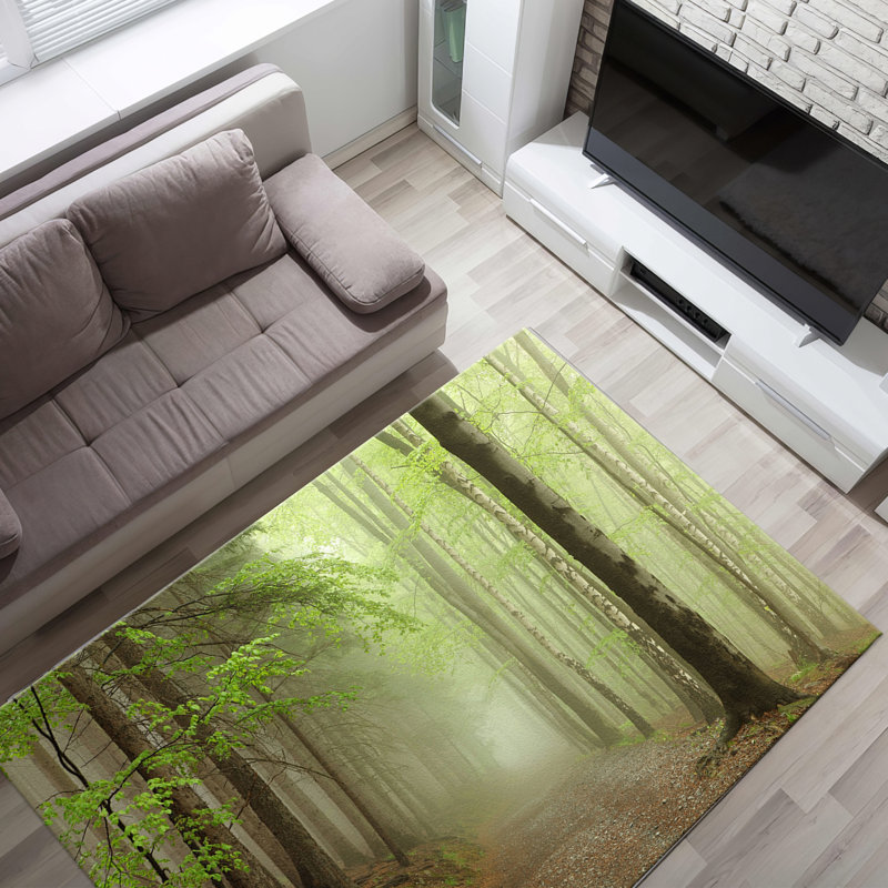 Soft Pile Printed Rug with Elegant Floral and Leaf Pattern for Enhancing Your Living Room or Bedroom Decor