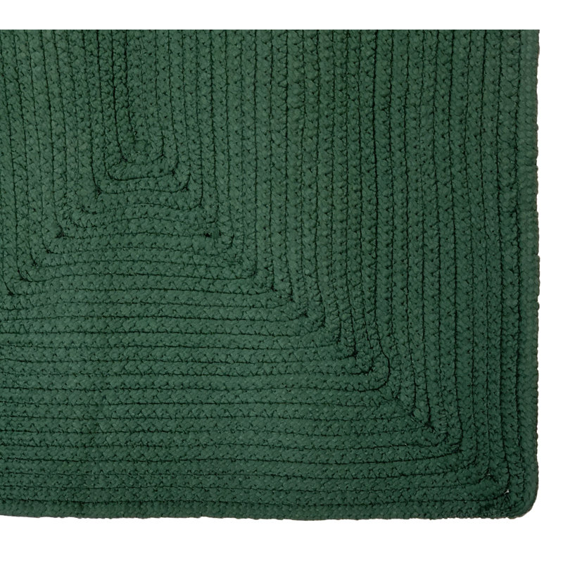 Vienne Solid Color Machine Made Braided Polypropylene Indoor Outdoor Area Rug, Round 6', Hunter Green