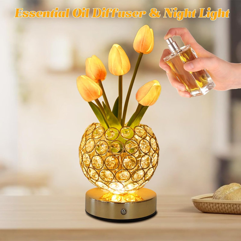 Rechargeable Tulip Flower Lamp With Touch Control, 3-Colour Modes, And Stepless Dimming, Cordless LED Night Light For Home Decor And Gifting