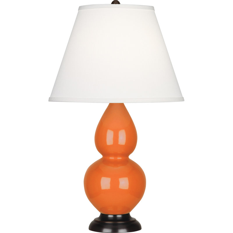 Gourd Table Lamp, Pumpkin and Bronze Base