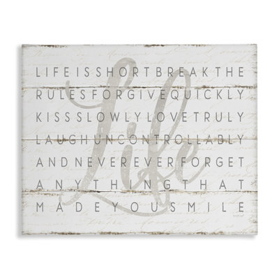 «Fenna Life Is Short Smile Grey on White Planked Look», impression