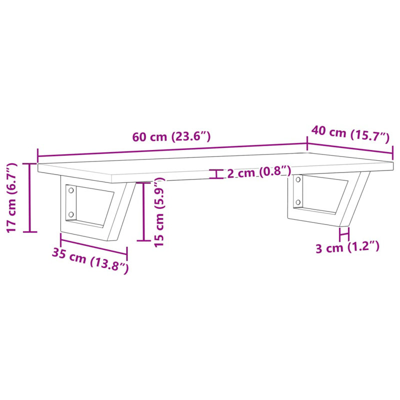Bracket Shelf, 5cm H x 152cm W x 101cm D, White