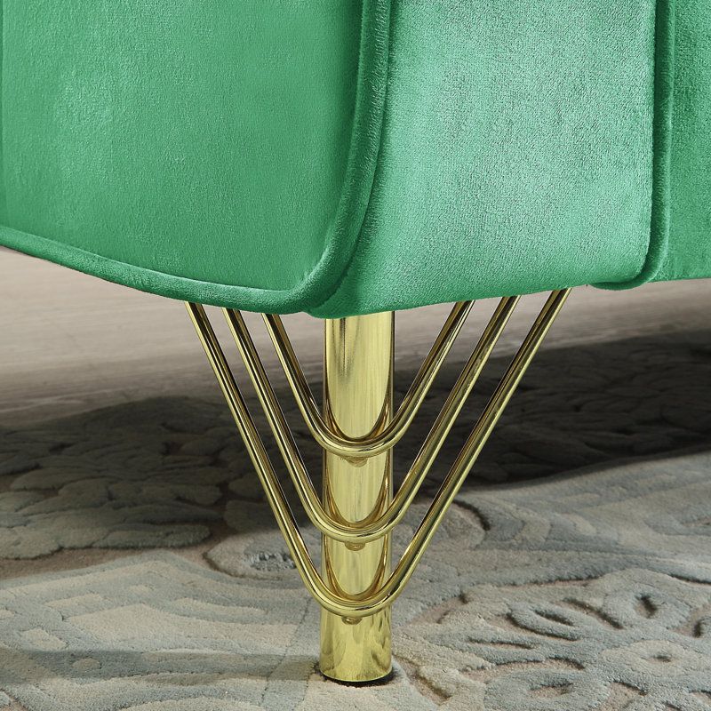 Dwayne 86.6" Square Arm Sofa, Green Velvet