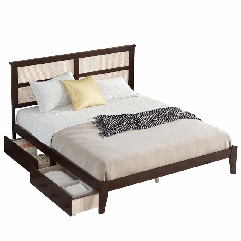 Lit plateforme avec 2 tiroirs, King, Espresso