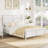 Mid-Century Modern Solid Wood Platform Bed with Cross-patterned Headboard-612561341-612561340
