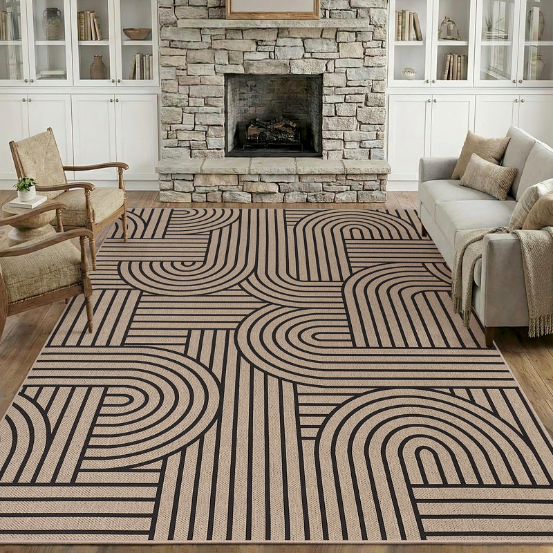 Tapis d'extérieur imperméable pour patio Patio Rugs, Brun, Rectangulaire 4 pi x 6 pi