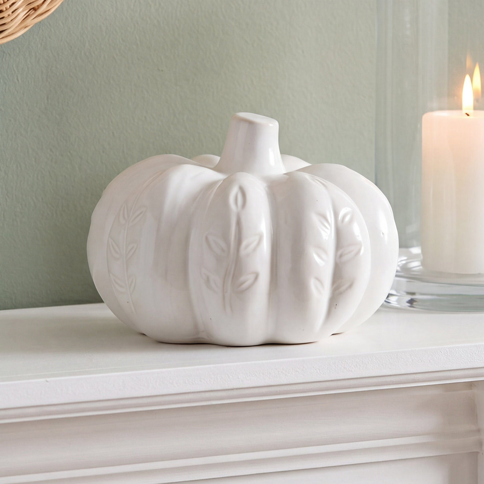 Ceramic Pumpkin Holiday Accent, 5" H x 5.25" W x 5.25" D