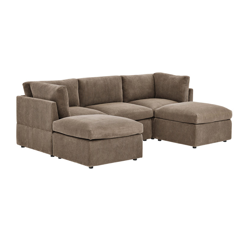 Canapé modulaire Foxbridge, Velours côtelé brun foncé